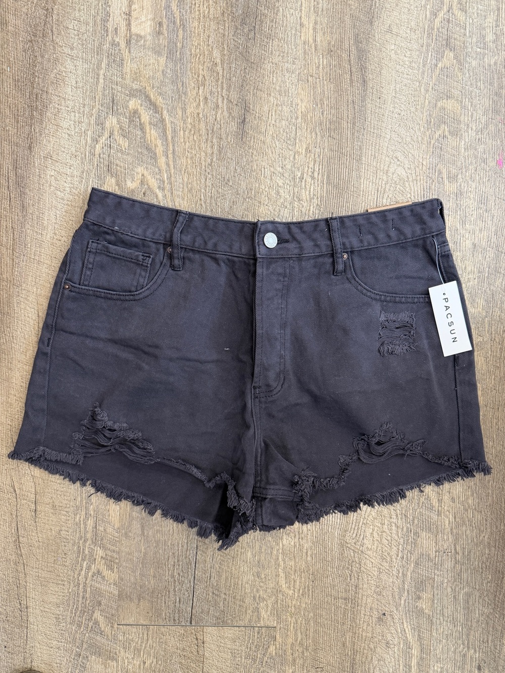 PacSun Black Distressed High-Rise Denim Shorts